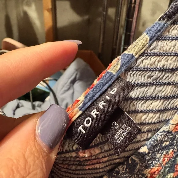 Torrid Striped Blue and Orange Floral Dress - Picture 2 of 4